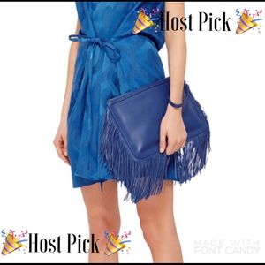 🎉HP Pierre Hardy Alpha Blue Fringe Leather Clutch